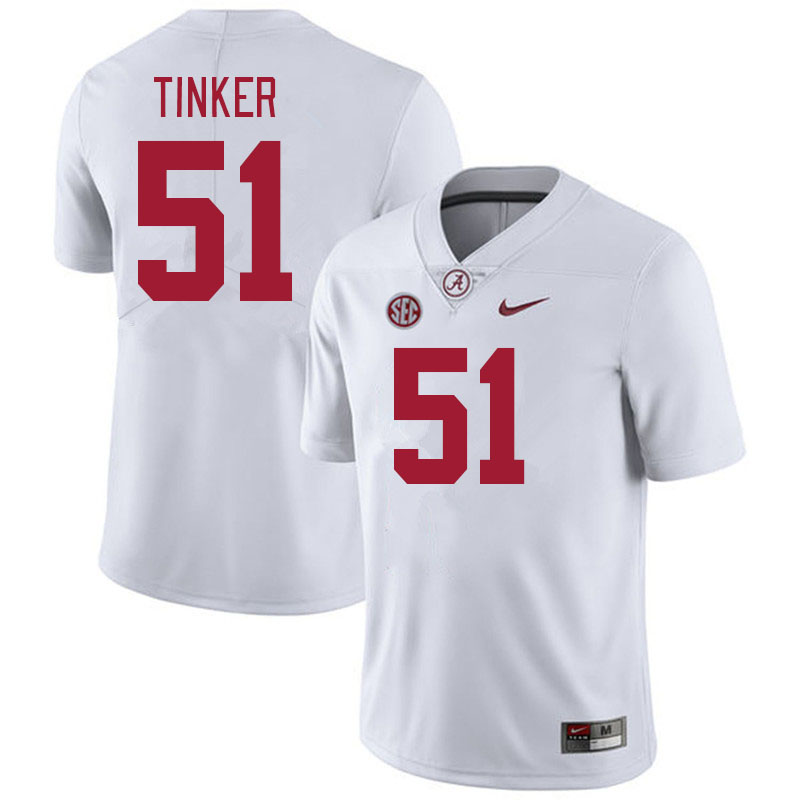 #51 Carson Tinker Alabama Crimson Tide Jerseys Football Stitched-White